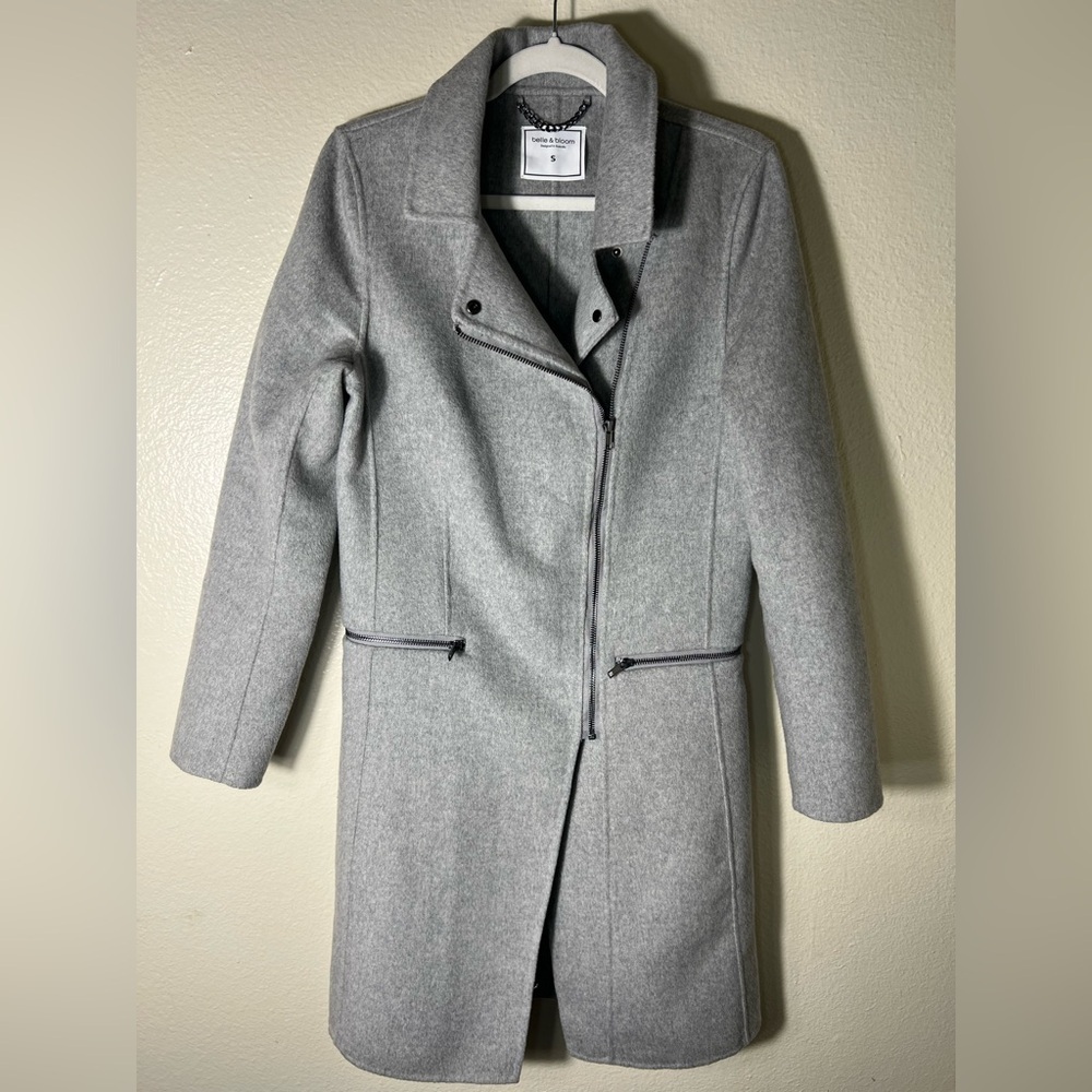 Belle & Bloom Gray Trench Coat wool blend size S